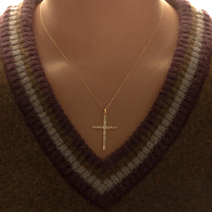 gold baguette cross necklace