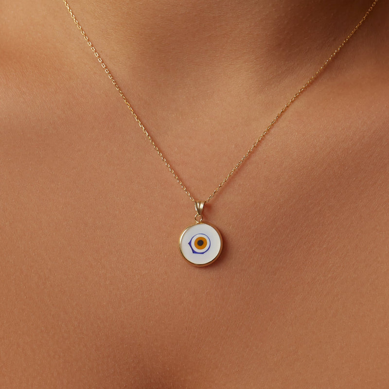 white evil eye pendant necklace