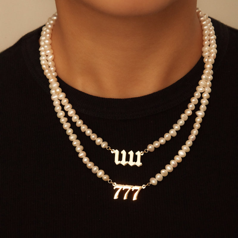 pearl angel number necklace