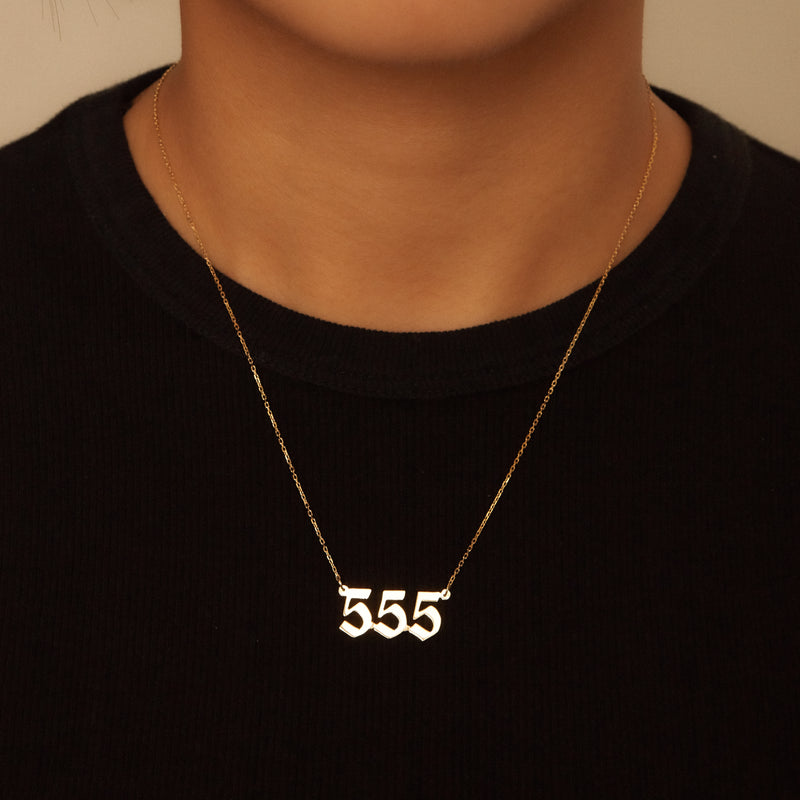 angel number plate necklace 555