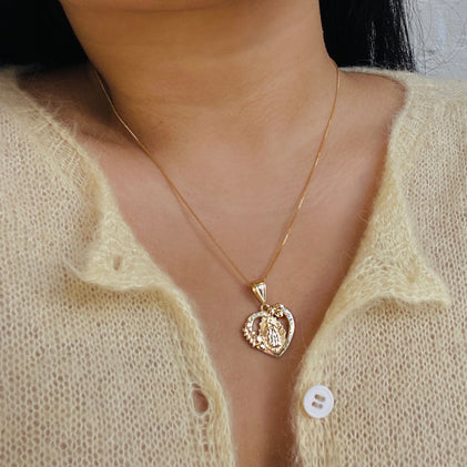 open heart guadalupe pendant necklace