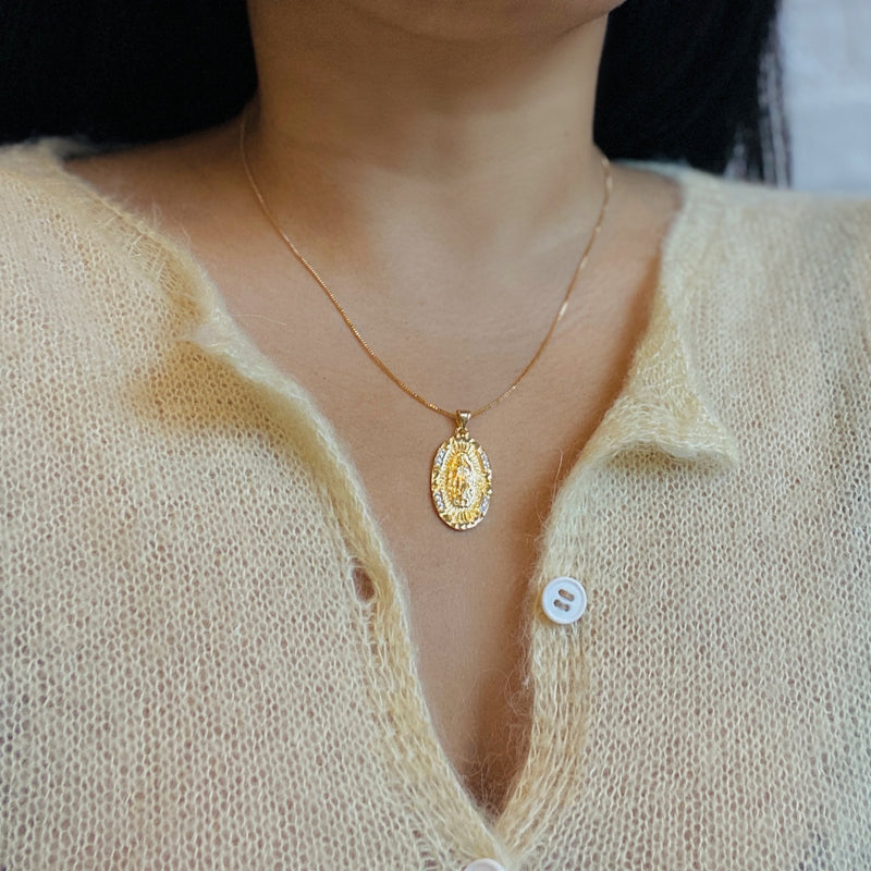 gold guadalupe bar pendant necklace