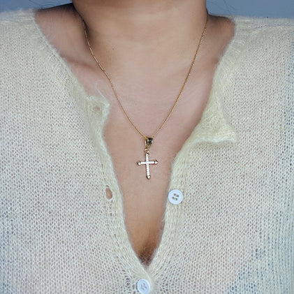 THE PAVE' HEART CROSS NECKLACE