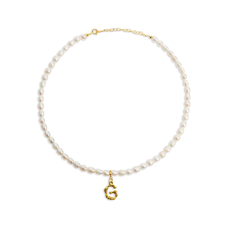 inital letter g pearl necklace
