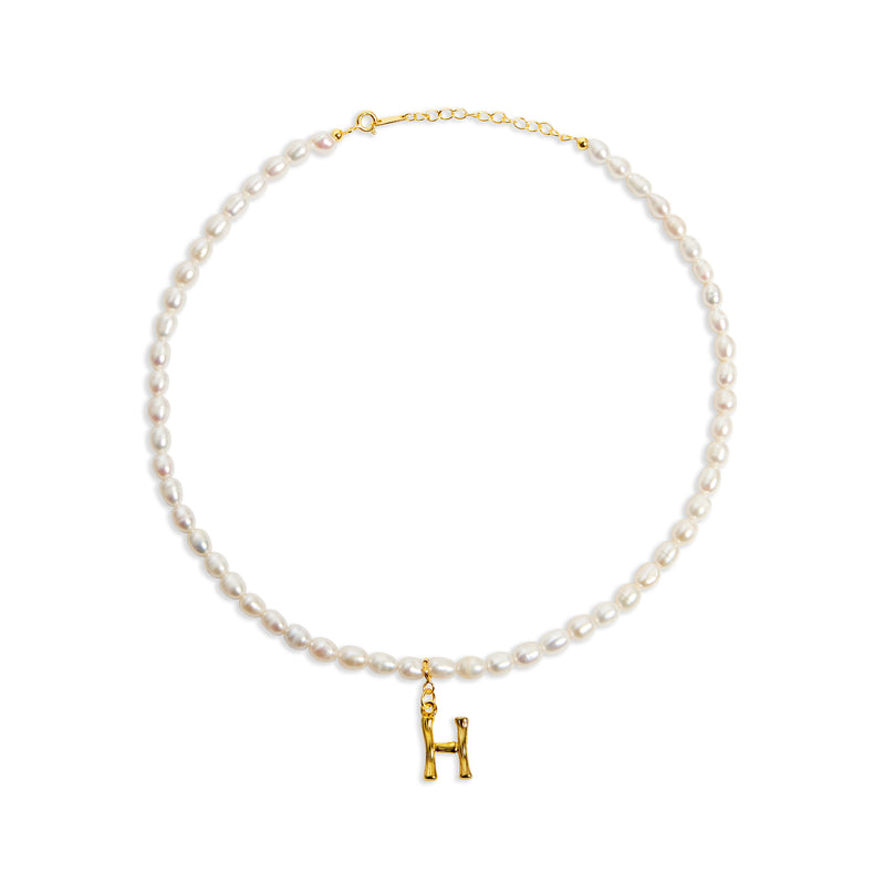 inital letter h pearl necklace