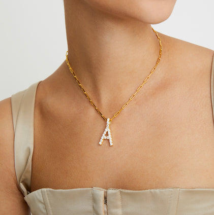 iced out initial letter necklace