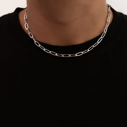 mens silver link necklace