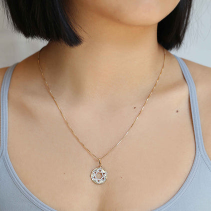 THE TWO TONE STAR OF DAVID PENDANT NECKLACE