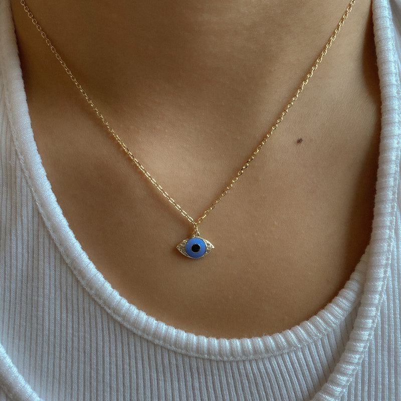 blue evil eye pendant necklace