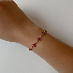 red evil eye link bracelet