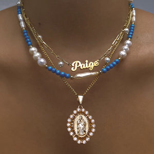 guadalupe pendant necklace with zirconia stones