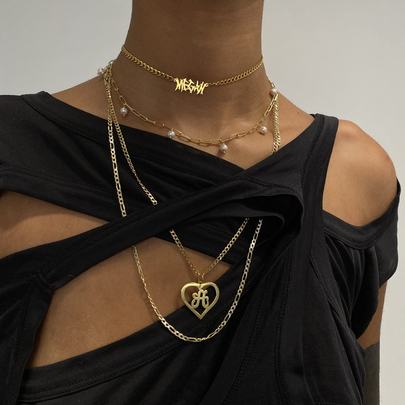 heavy metal nameplate choker necklace