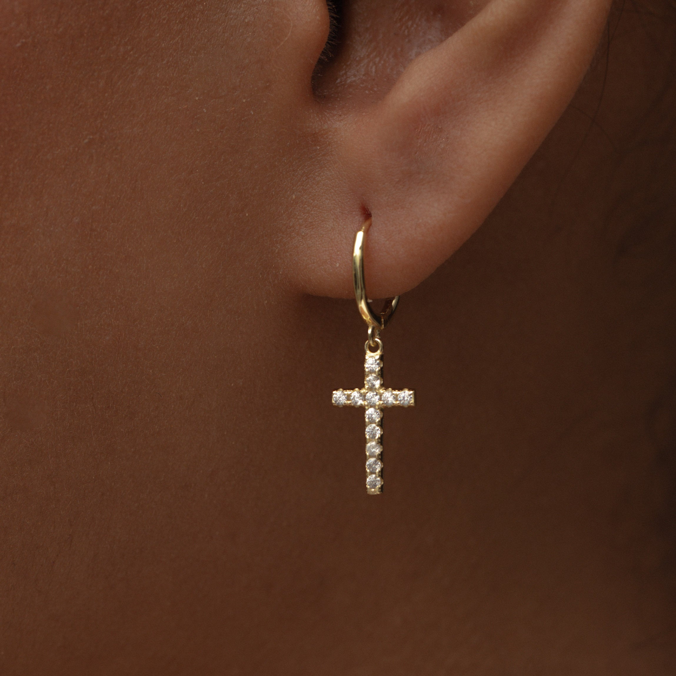 Delicate 14k Gold Cross Earring | Great Gift! | mazi + zo