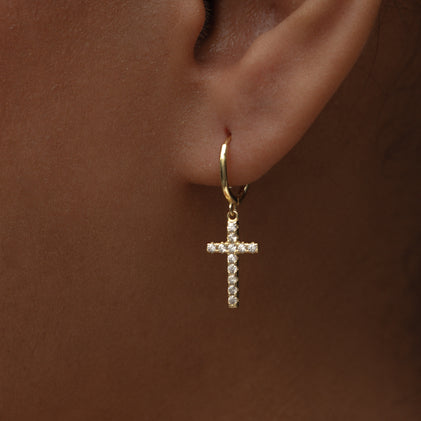gold cross earrings for women