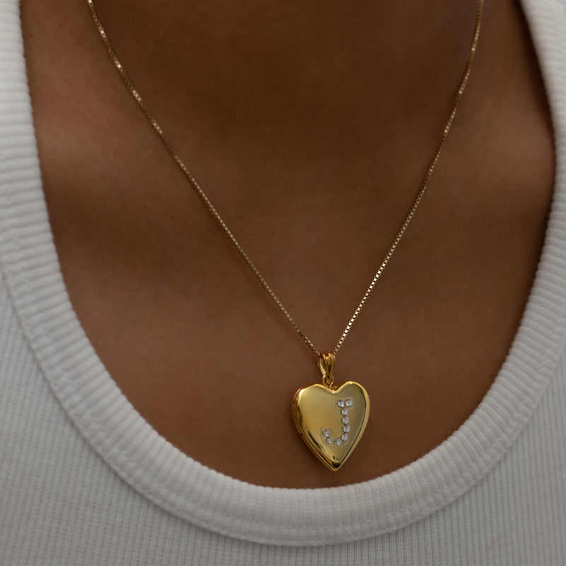 THE PAVE' INITIAL PHOTO LOCKET NECKLACE