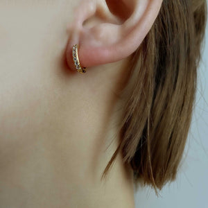 gold pave huggie earrings