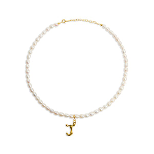 inital letter j pearl necklace