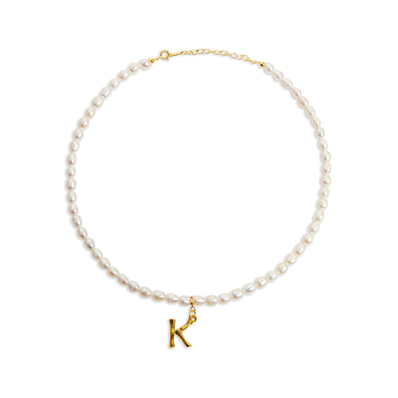 inital letter k pearl necklace
