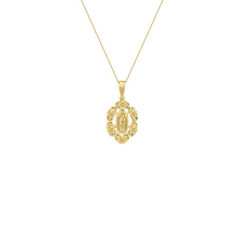gold rose guadalupe pendant necklace