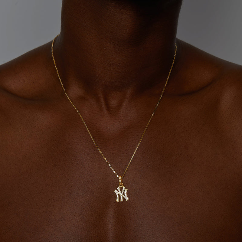 NY Yankees Medium Iced Out Pendant Necklace