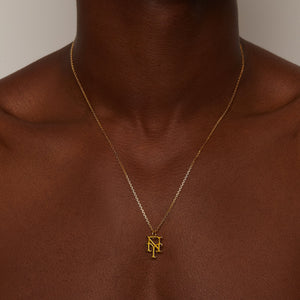 gold ny mets chain necklace