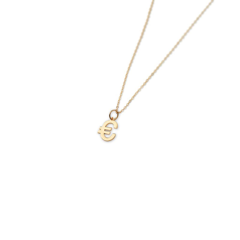 gold euro currency symbol pendant necklace