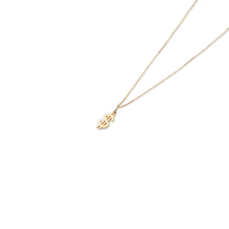gold dollar currency symbol pendant necklace