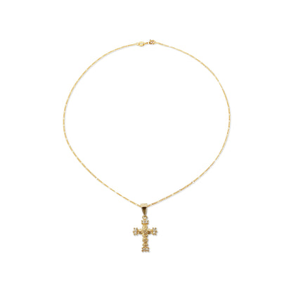 THE PAVE' ROSE CROSS NECKLACE