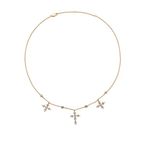 3 bezel cross necklace with zirconia