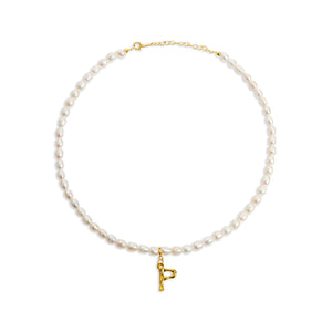 inital letter p pearl necklace