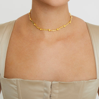 gold rose choker necklace