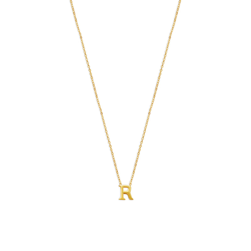 block letter r initial necklace