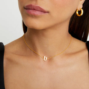 gold initial letter choker necklace