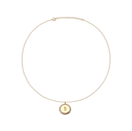 THE BLOCK PAVE' INITIAL DISC NECKLACE