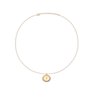 THE BLOCK PAVE' INITIAL DISC NECKLACE