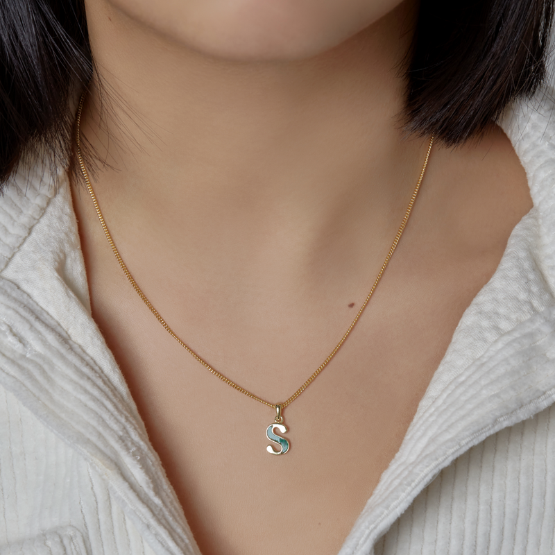 THE HALF STONE INITIAL NECKLACE