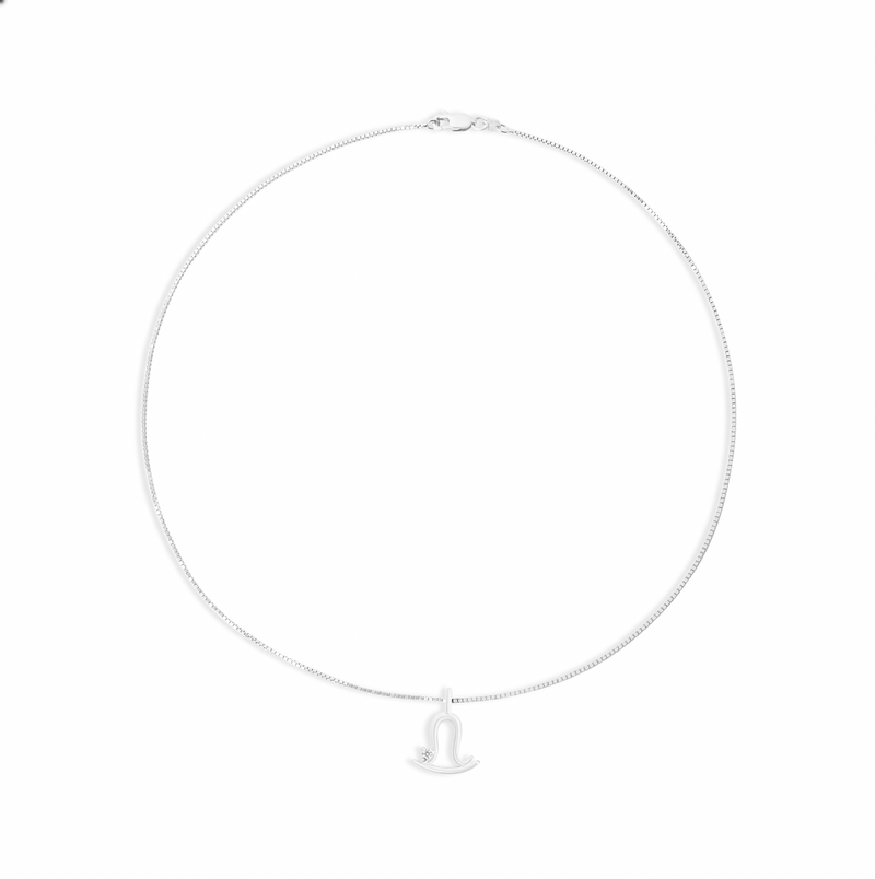 silver libra zodiac sign pendant necklace