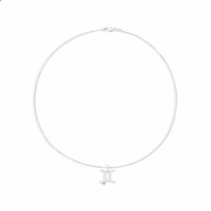 silver gemini zodiac sign pendant necklace