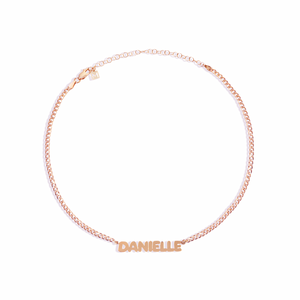 rose gold bubble letter name necklace
