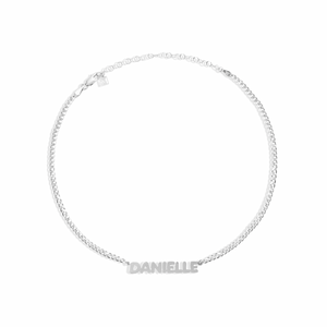 silver bubble letter name necklace