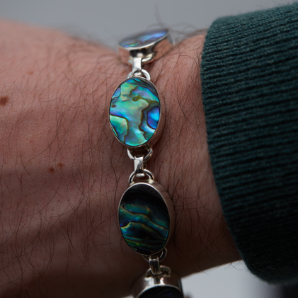 ornate opal silver link bracelet