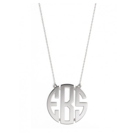 silver monogram letters pendant necklace