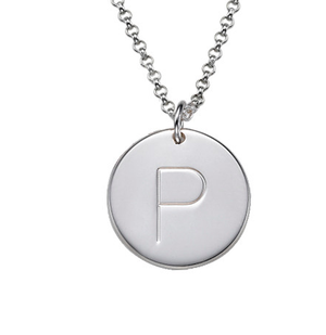 silver initial letter pendant