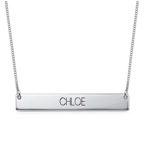 engraved silver bar necklace