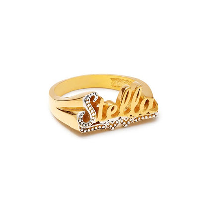THE CLASSIC DOUBLE HEART CUT NAME RING