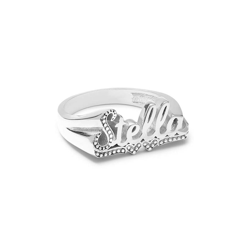 THE CLASSIC DOUBLE HEART CUT NAME RING