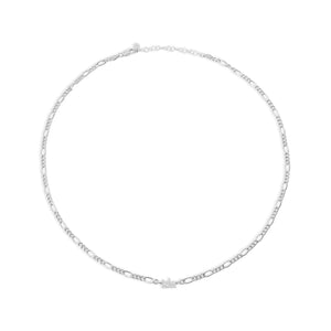 silver figaro chain mini nameplate necklace