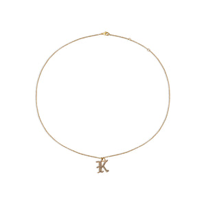 pave old english initial letter K necklace