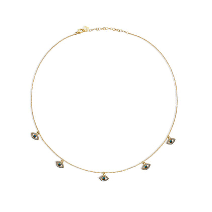 THE EVIL EYE PAVE' CHARM COLLAR NECKLACE