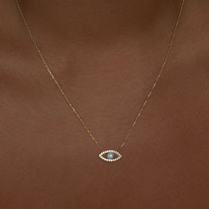 pave evil eye pendant gold necklace